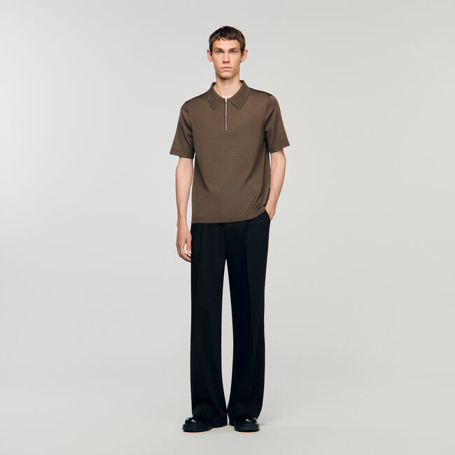 Poloshirt aus Strick mit Reißverschluss