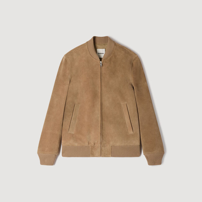 Spaltlederjacke mit Rei&szlig;verschluss