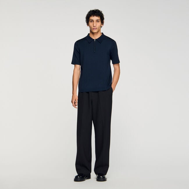 Poloshirt aus Strick mit Reißverschluss