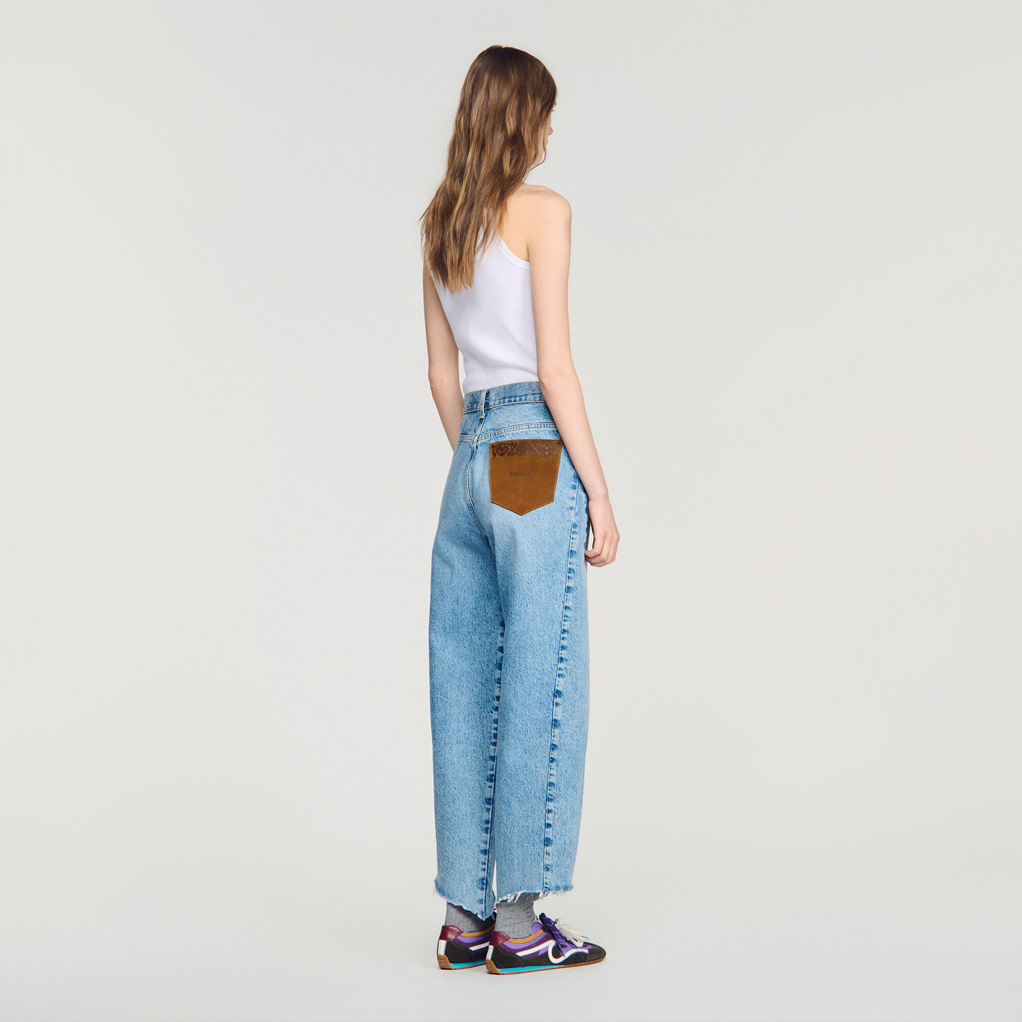 Barrel-Jeans mit Blumenprint