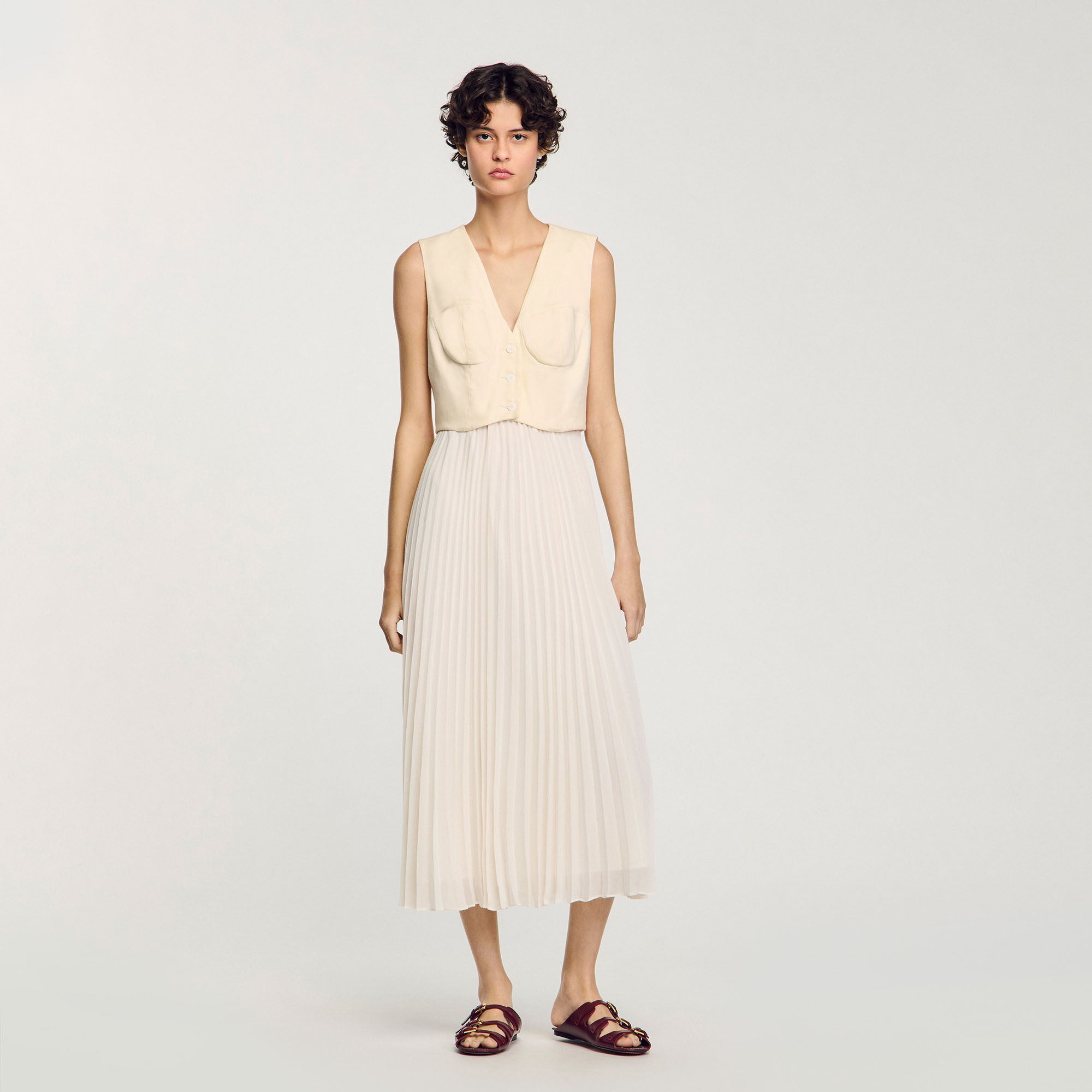 Langes Plisseekleid