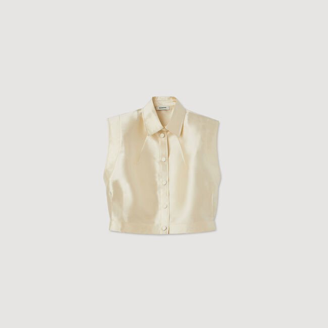 Kurze Hemdbluse aus Satin