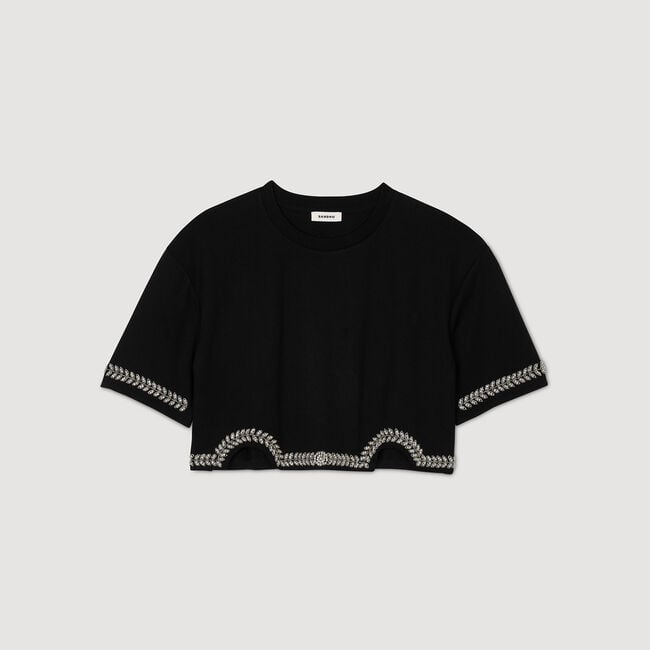Kurzes T-Shirt mit Strass