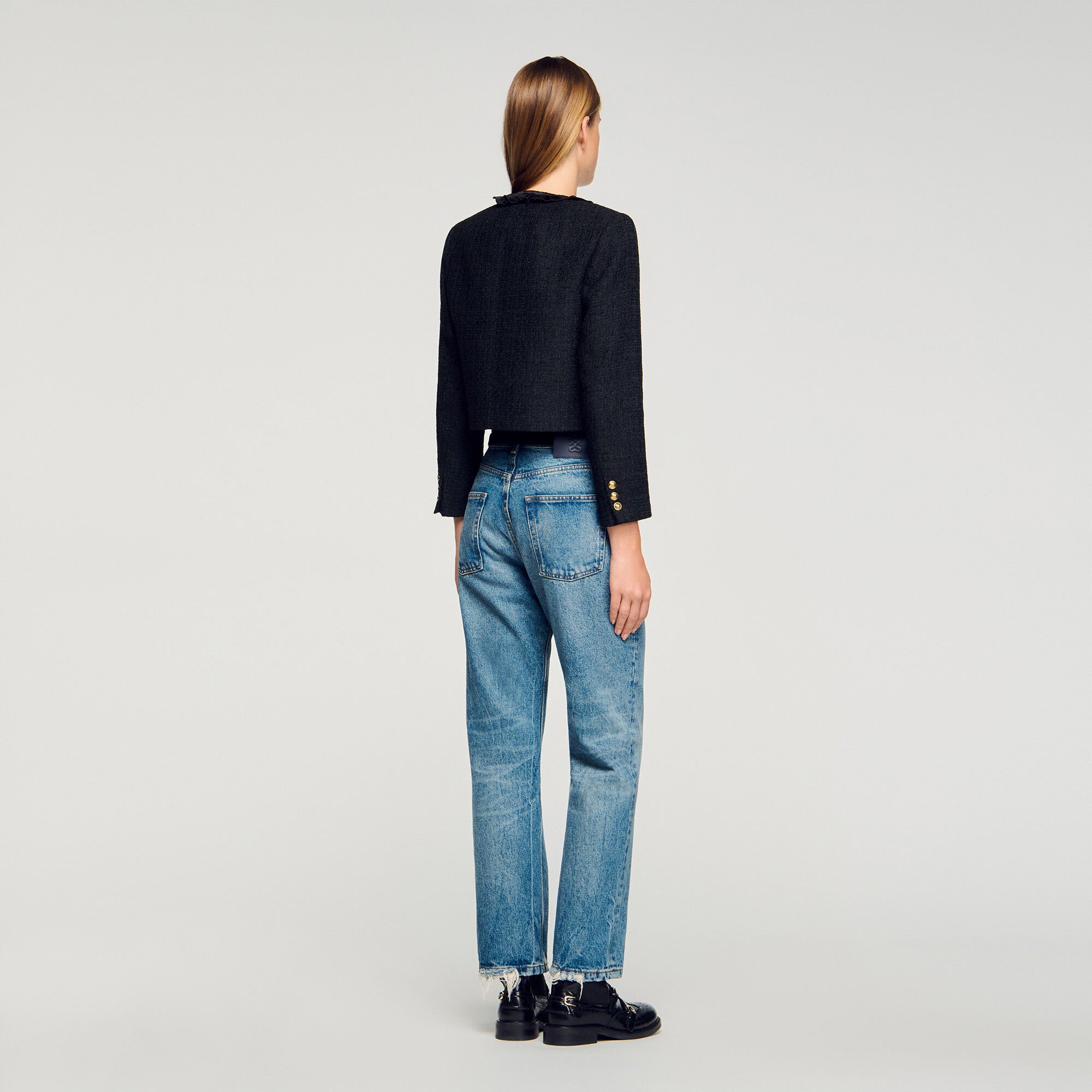 Tweed-Jacke mit Volants