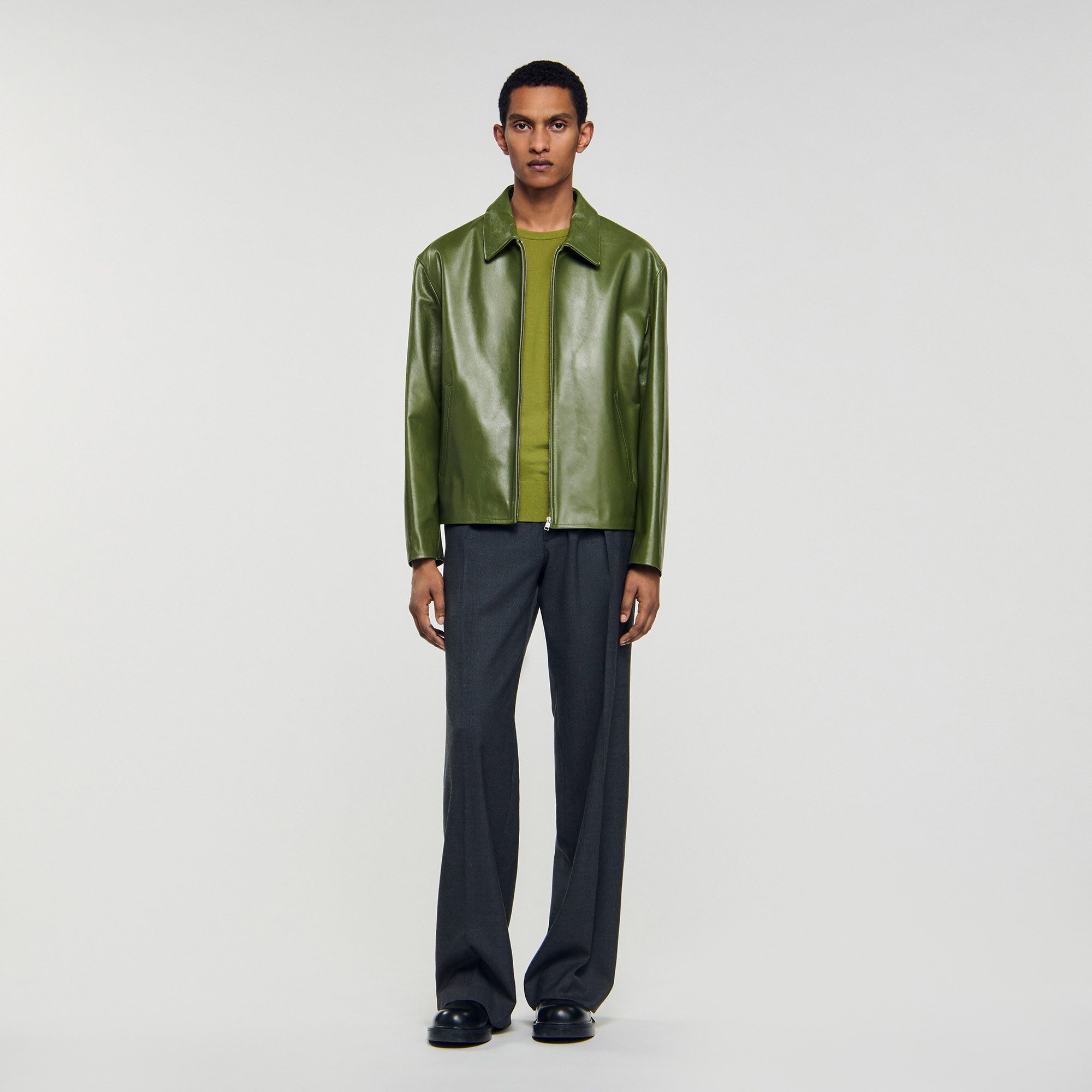 Lederjacke mit Reißverschluss