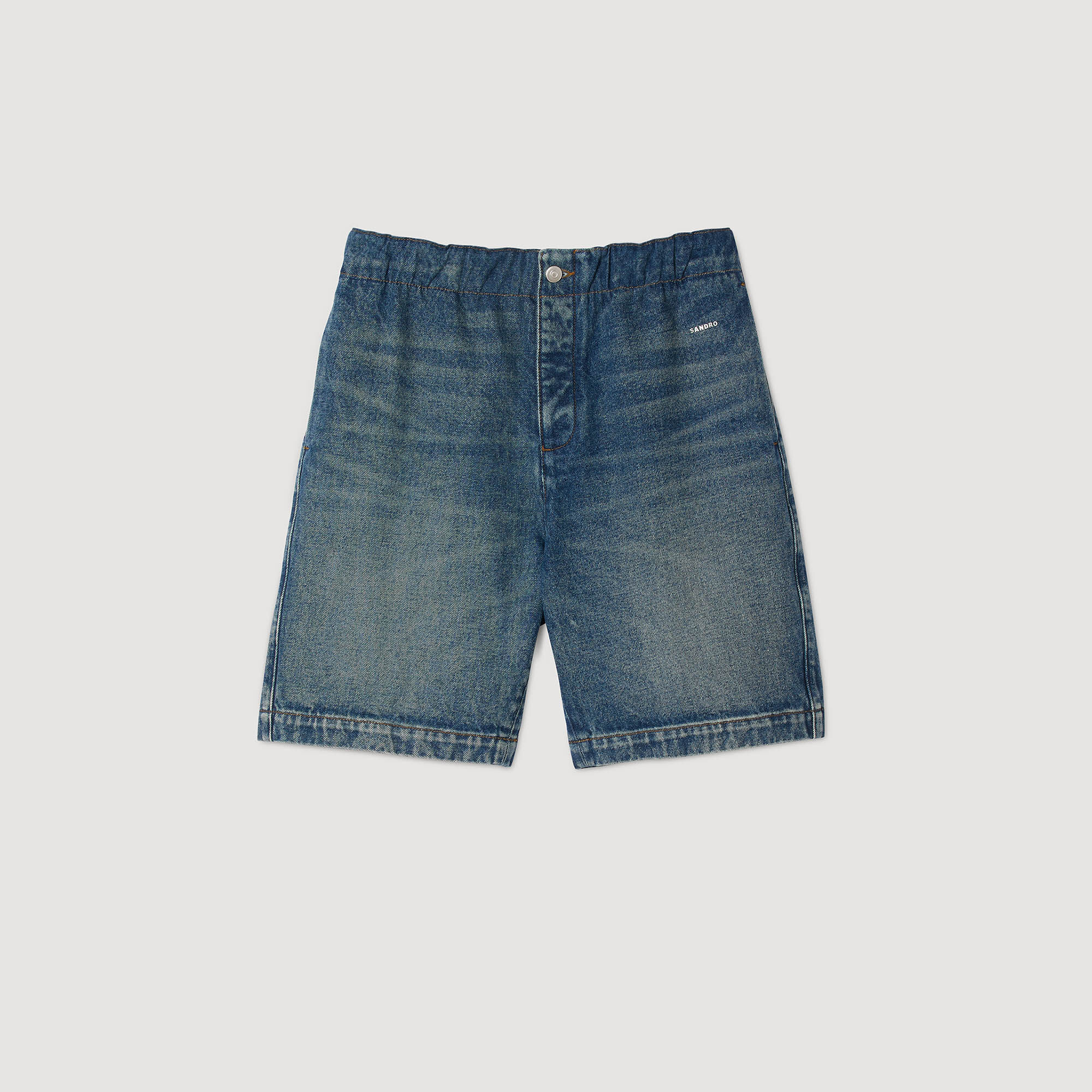 Elastische Denim-Shorts