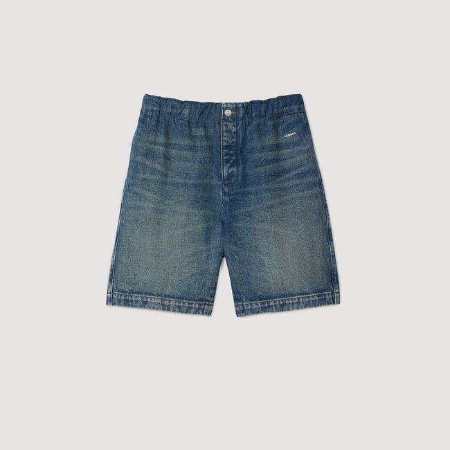 Elastische Denim-Shorts