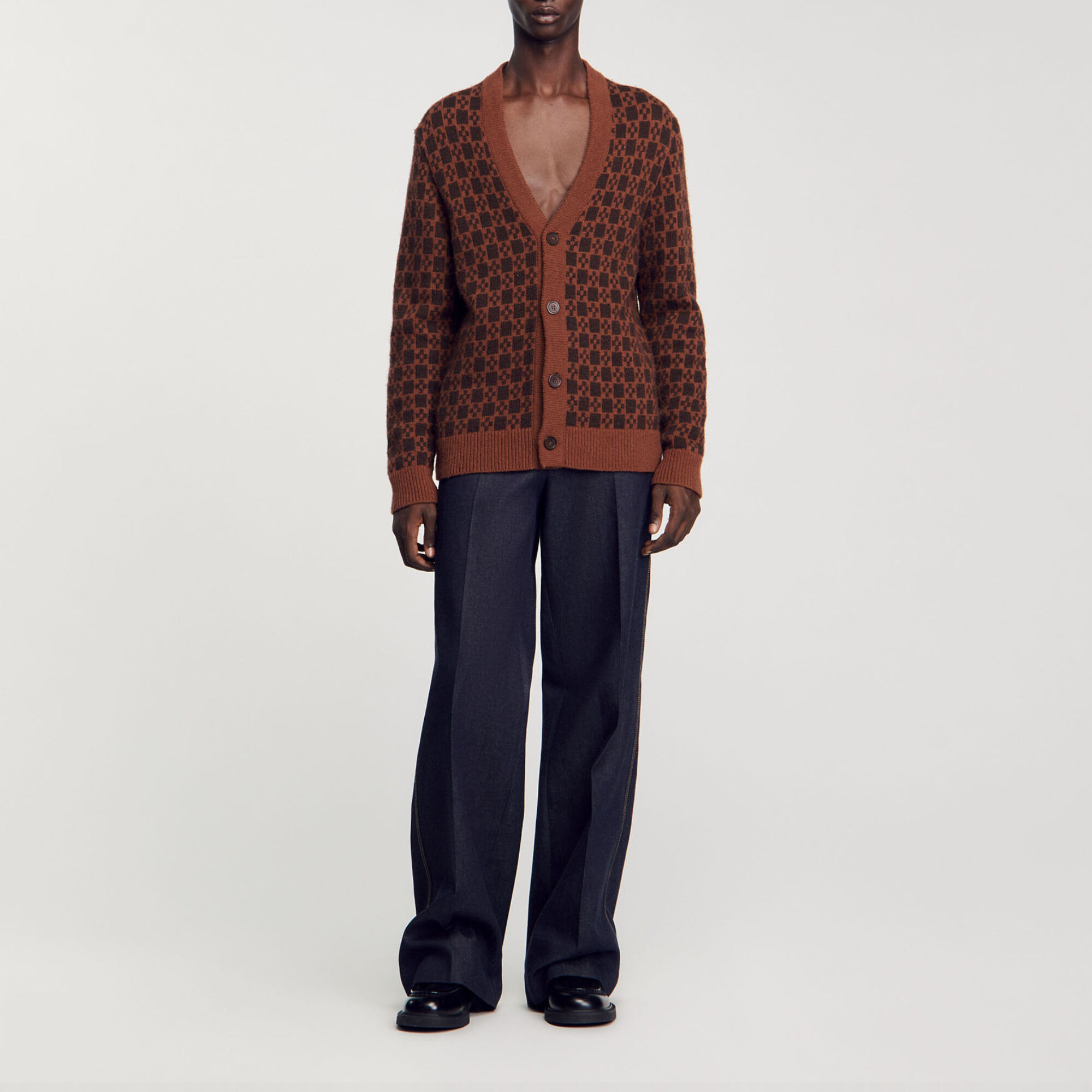 Cardigan mit Square-Cross-Jacquard