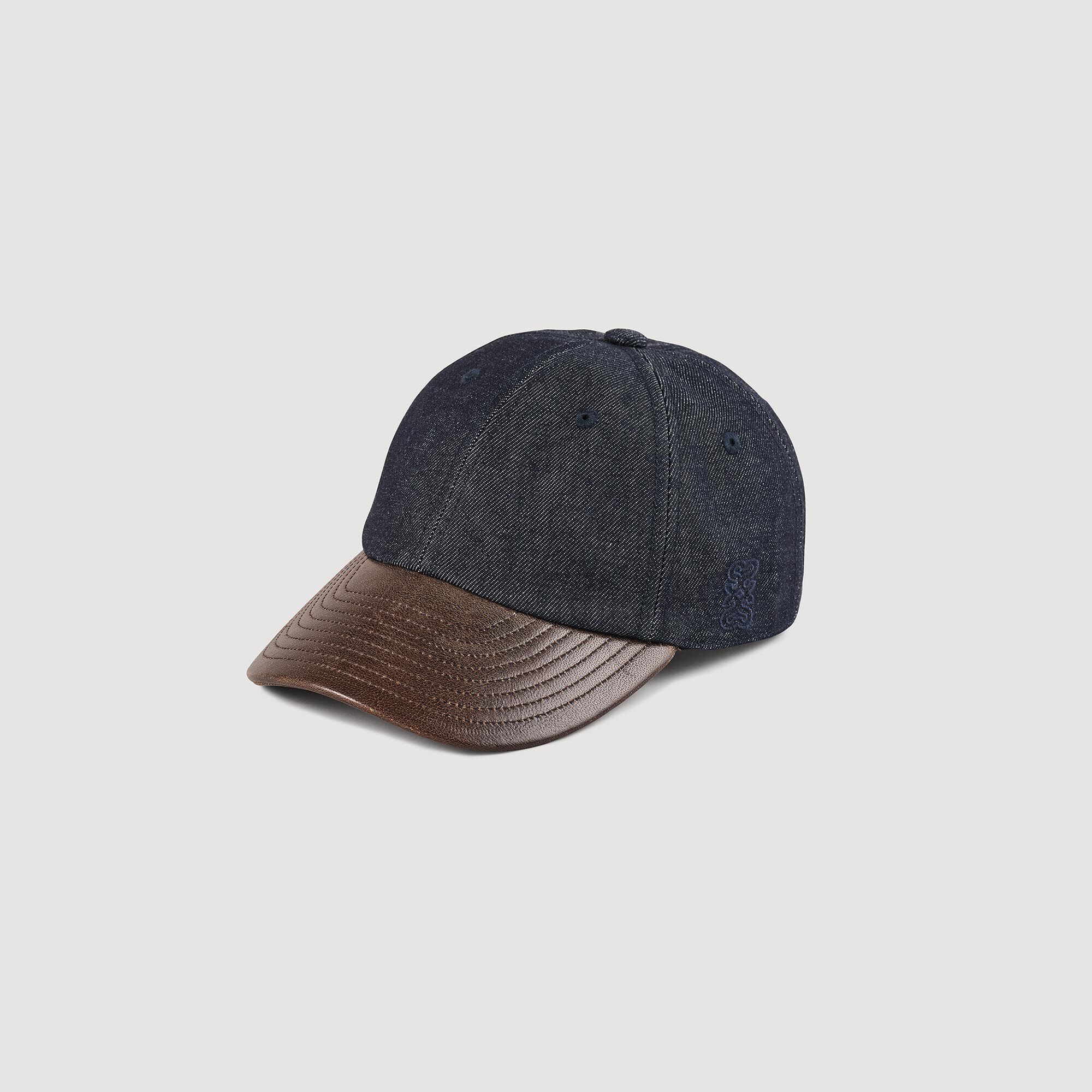 Kappe aus Denim und Leder