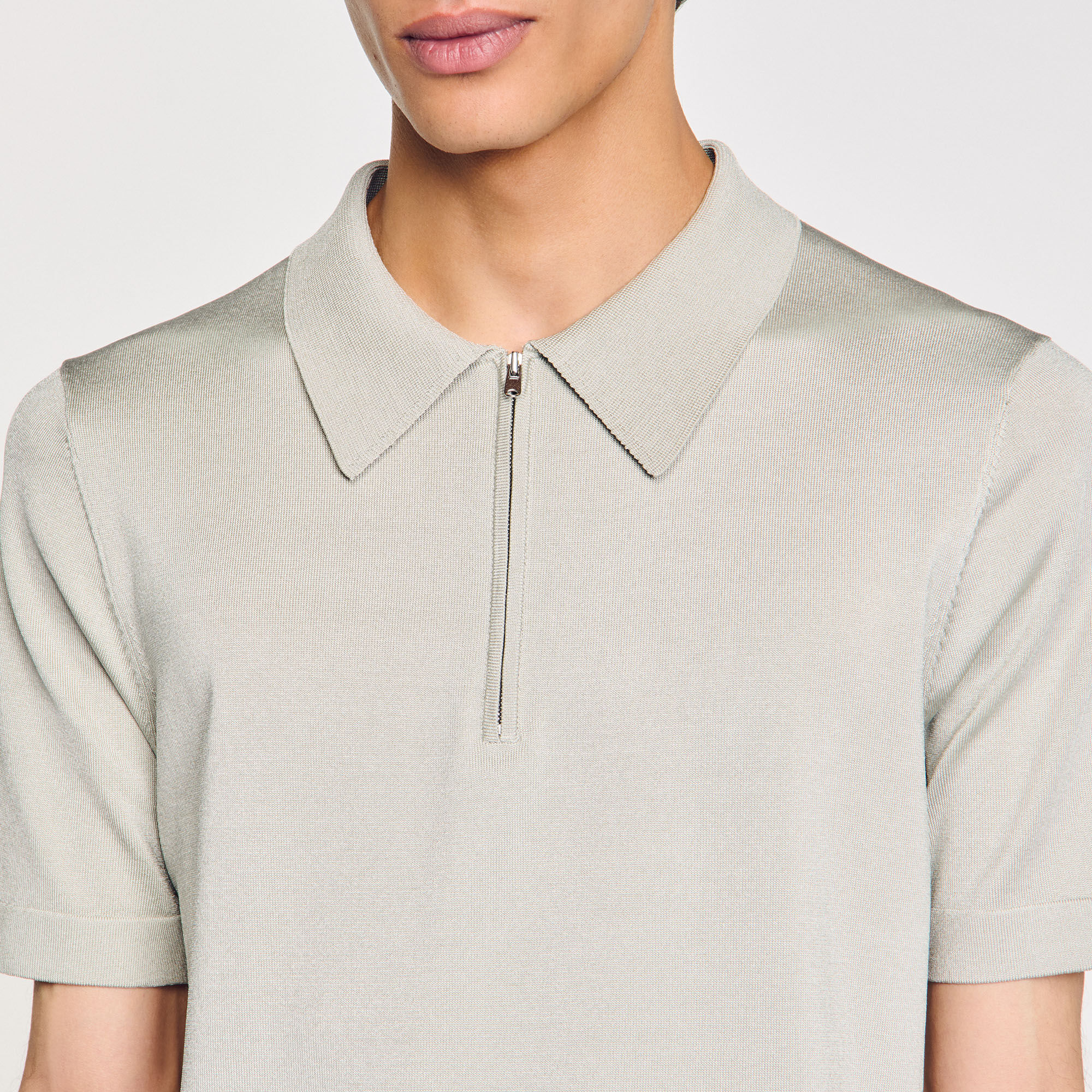 Poloshirt aus Strick mit Reißverschluss