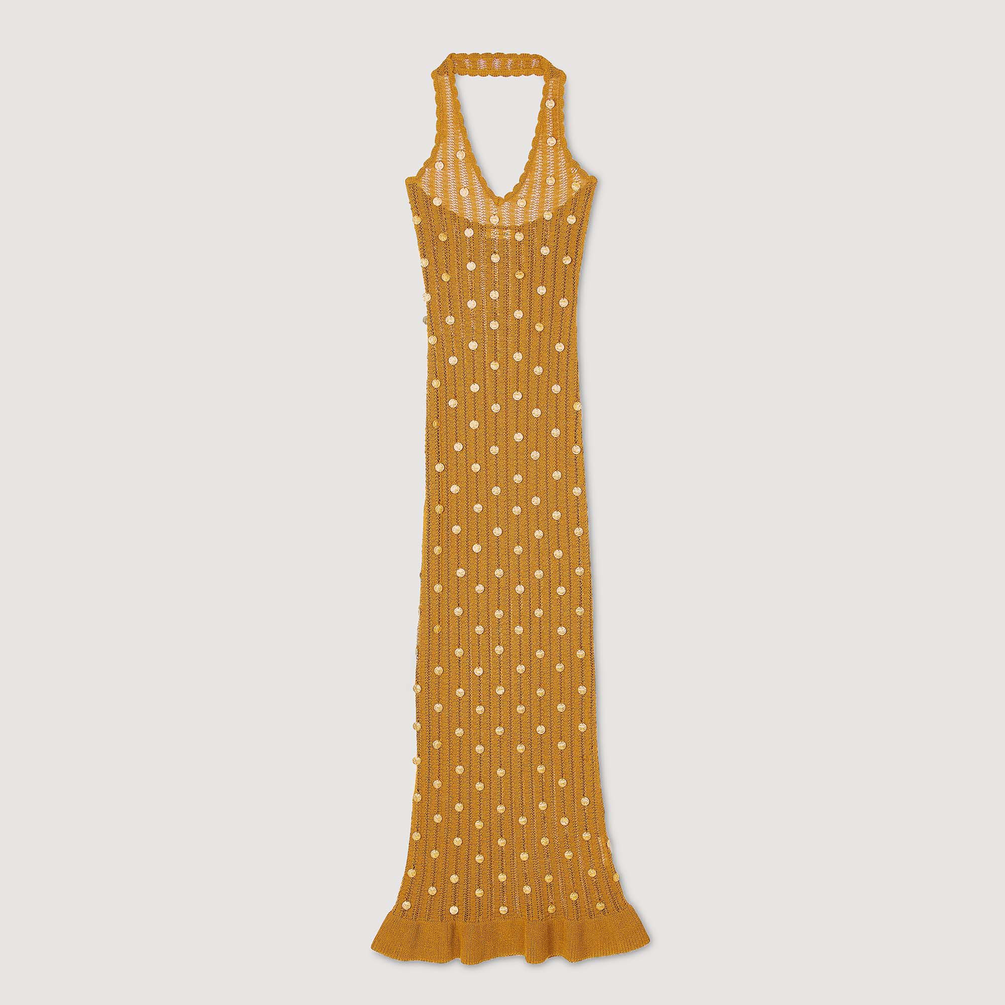 Langes Strickkleid mit Quasten