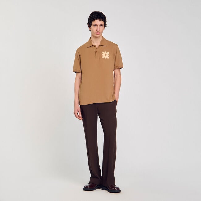 Polohemd mit Blumen-Patch