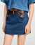 Kurzer Rock aus Denim und Leder