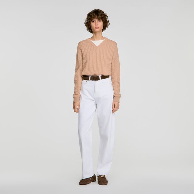 2-in-1-Pullover mit Zopfmuster