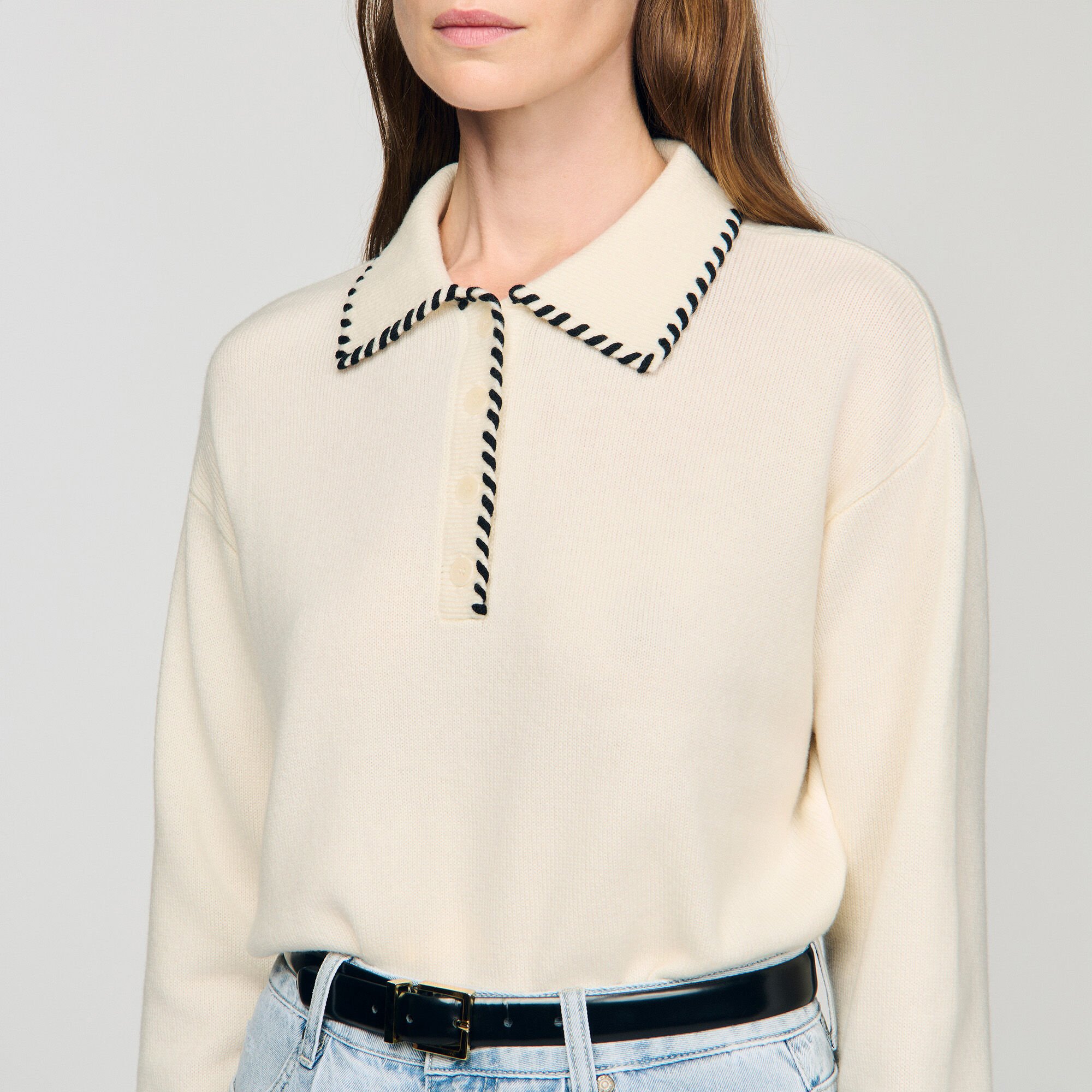 Pullover mit Kontrast-Polokragen