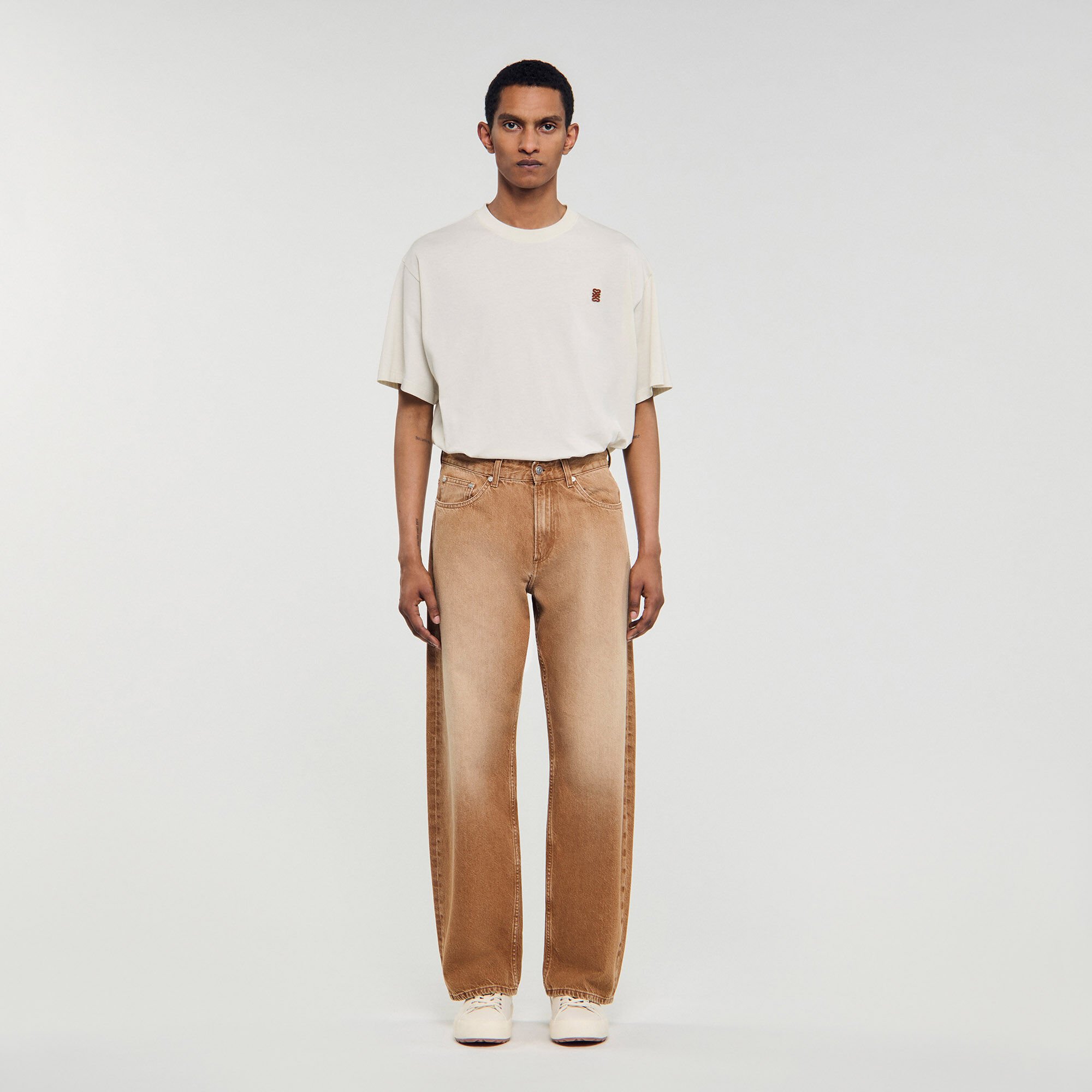Verwaschene Baggy-Jeans aus Baumwolle