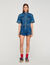 Shorts aus Denim mit Volants