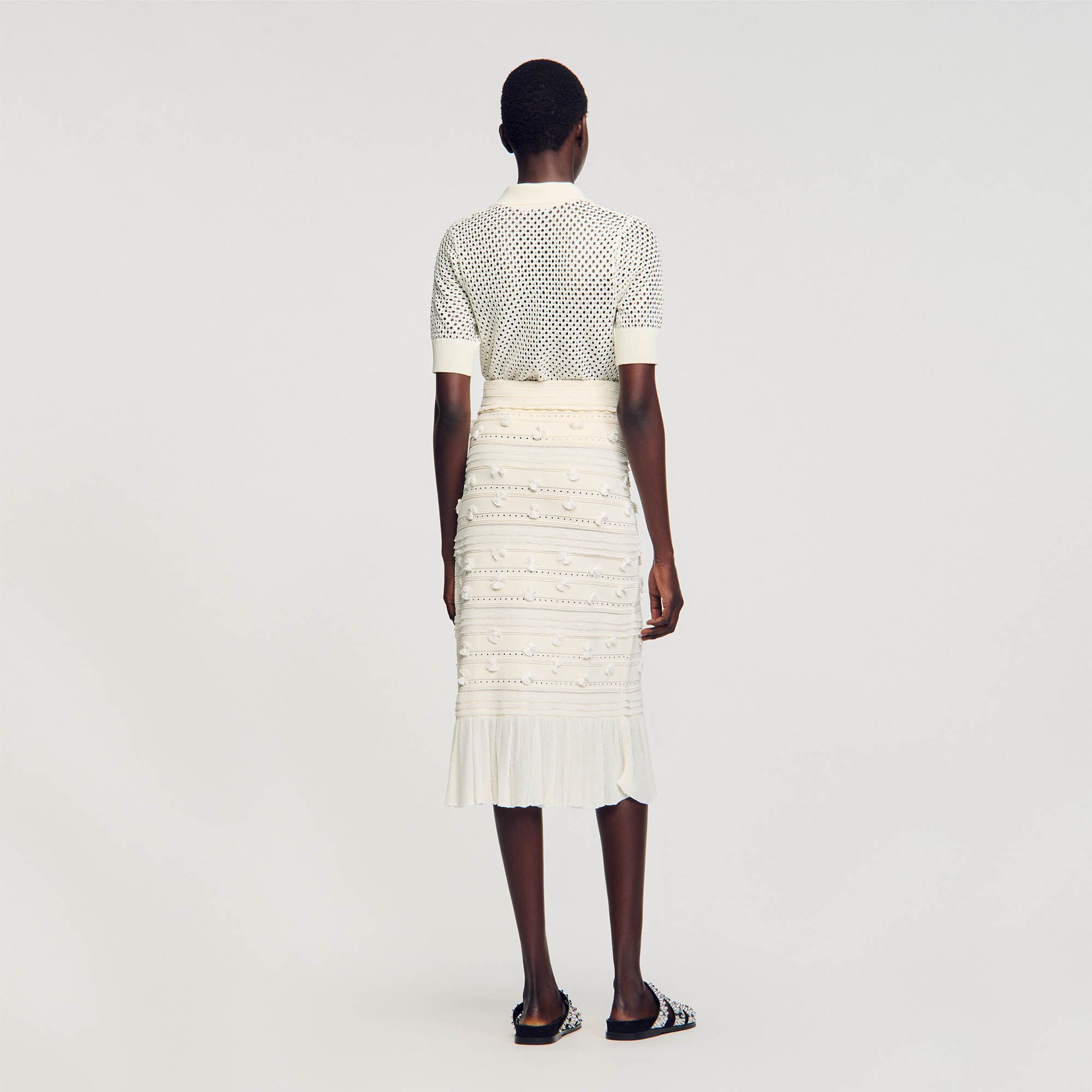 Midirock aus Strick mit Lochmuster