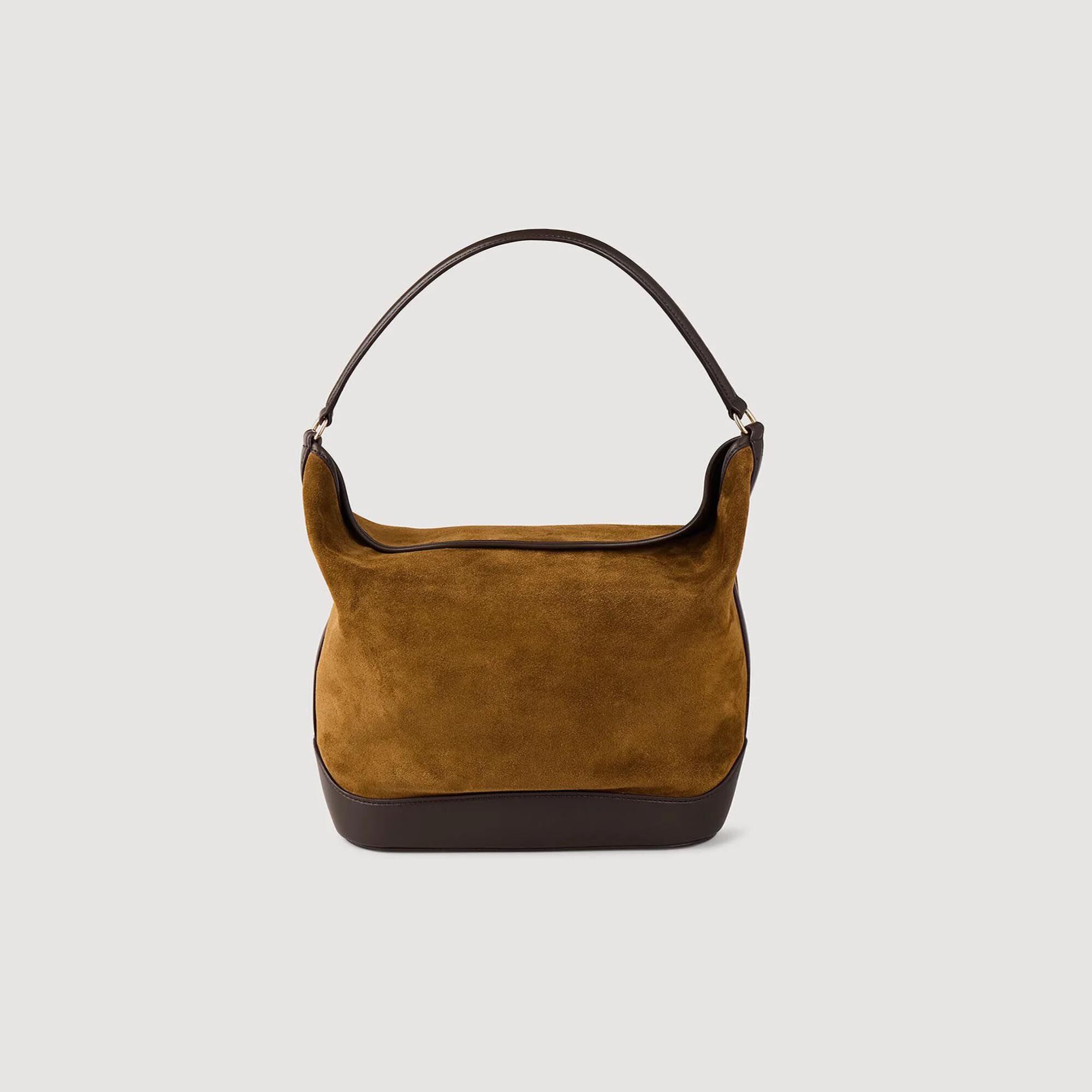 Beuteltasche aus Leder und Wildleder