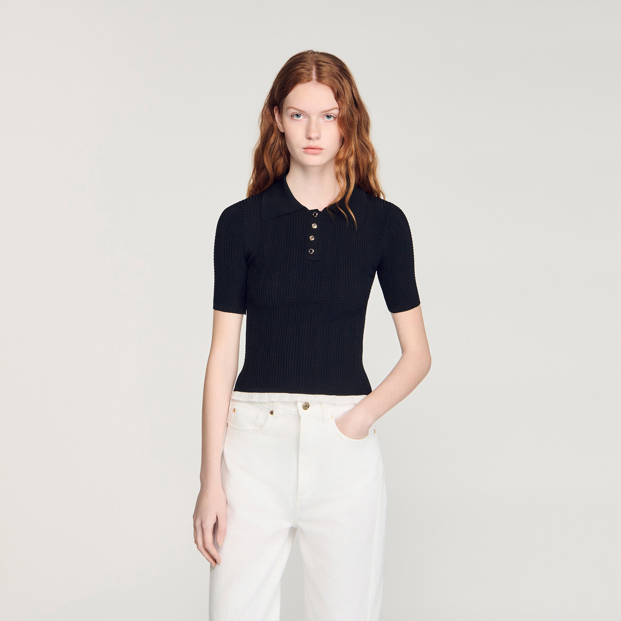 Strickpullover mit Polokragen