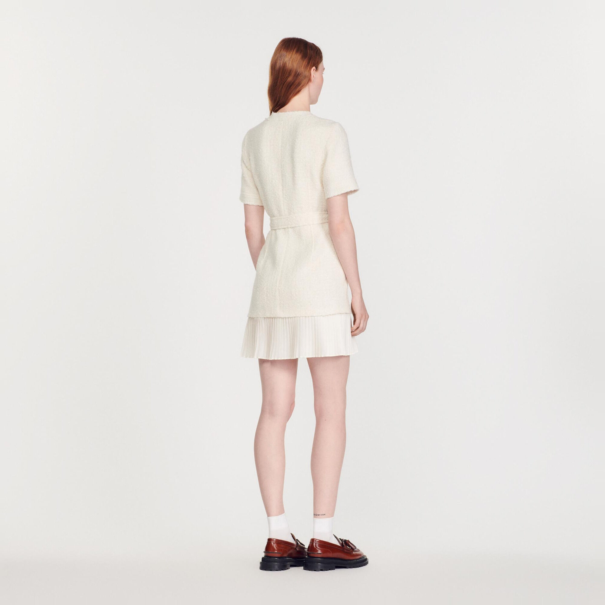 Mantelkleid aus Wolle mit Tweedeffekt