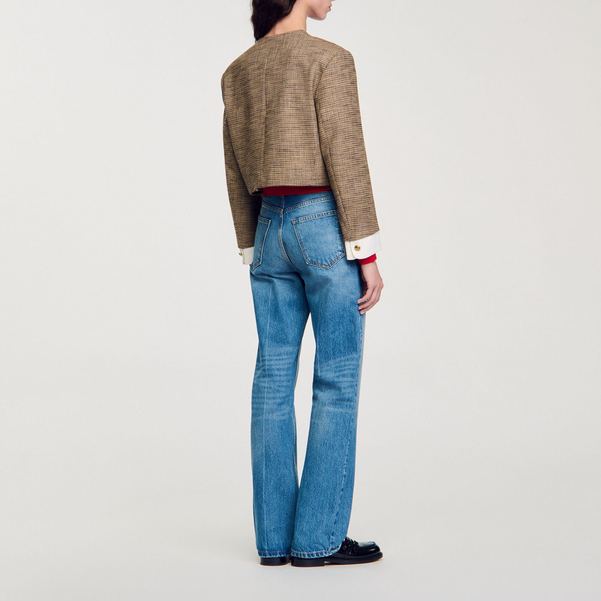 Kurze Jacke mit Hahnentrittmuster