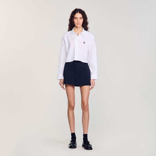 Kurze Bluse aus Popeline