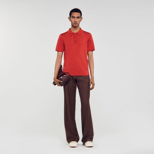 Strick-Poloshirt mit kurzen Ärmeln