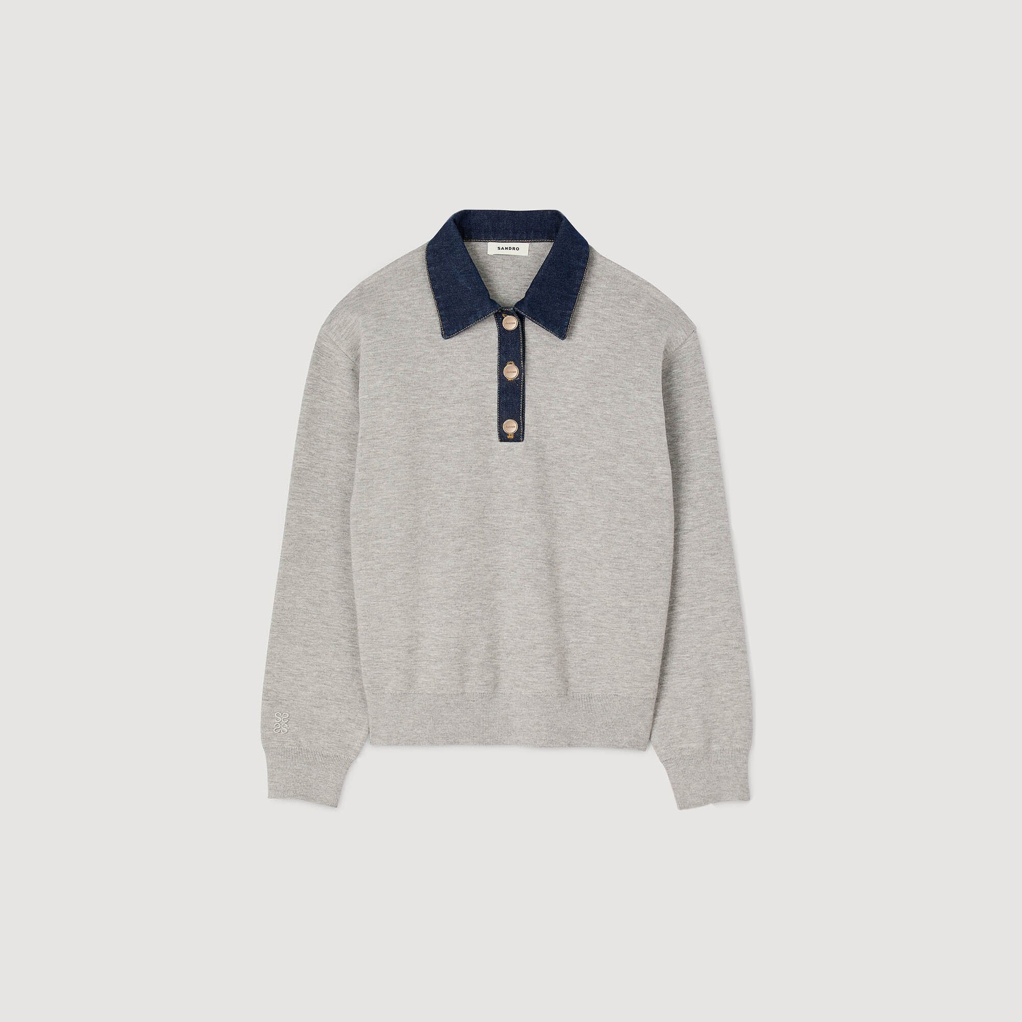 Pullover mit Kragen aus Jeansstoff