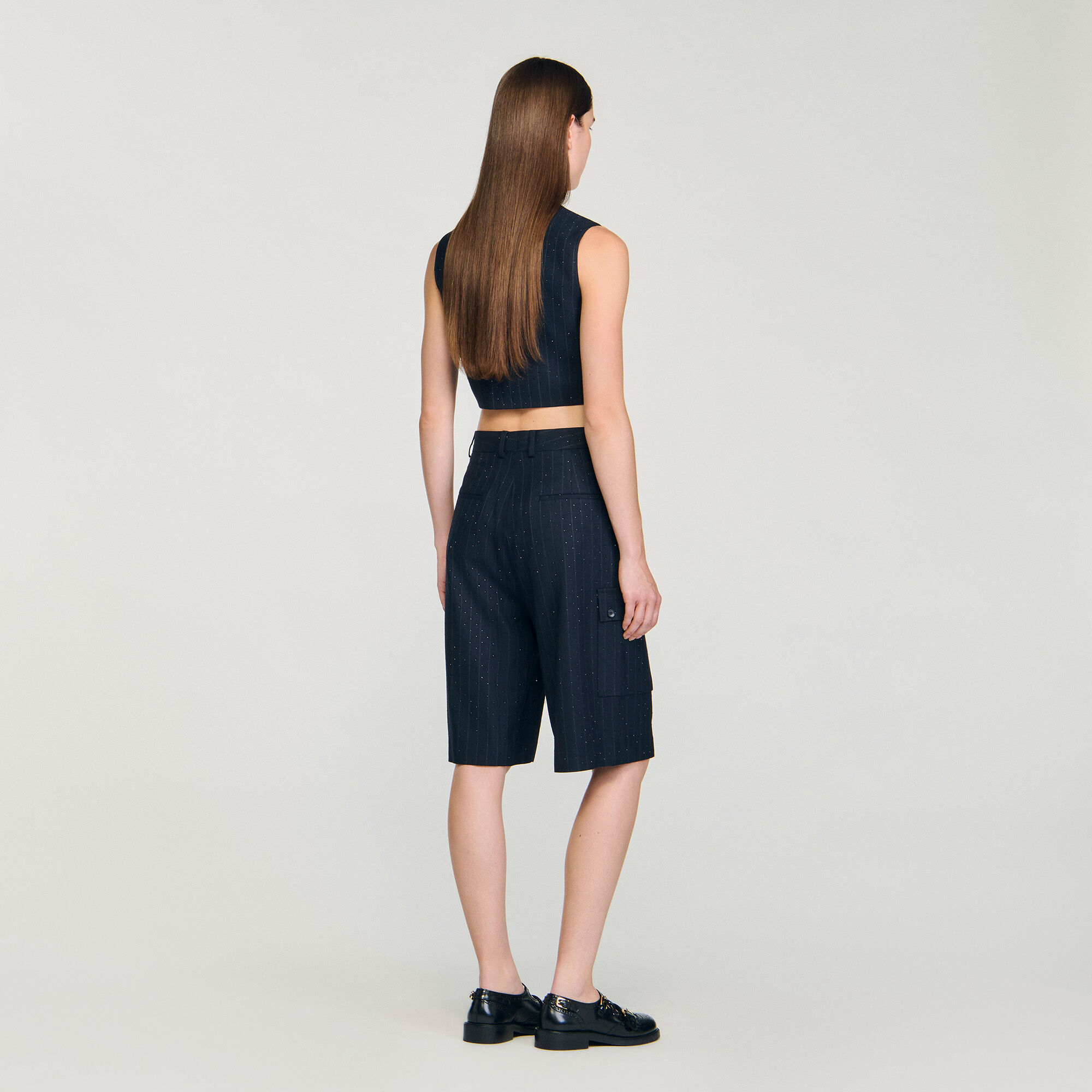 Gestreifte Bermudashorts mit Strass