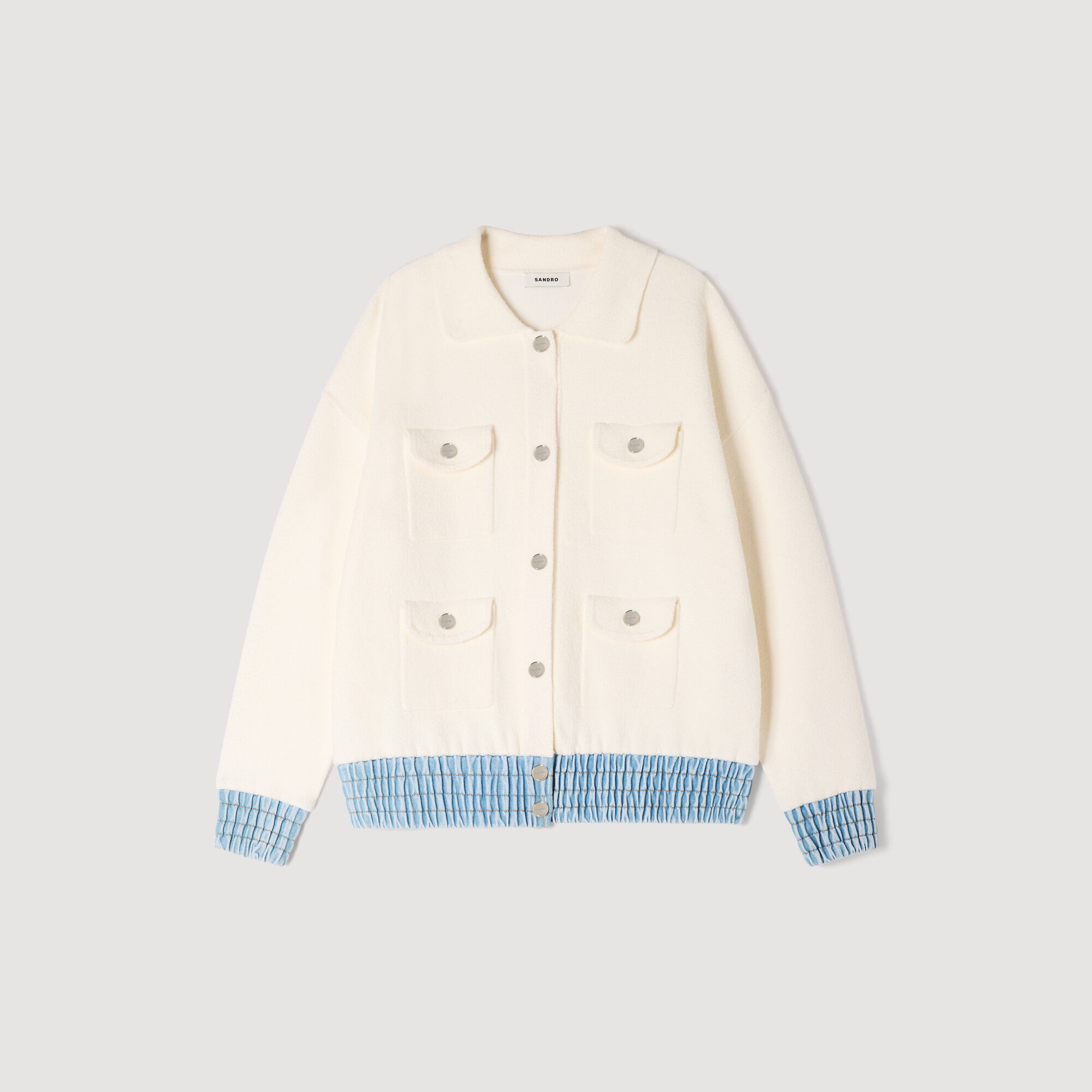 Cardigan mit Denim-Details