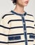 Streifen-Cardigan mit Denim-Details