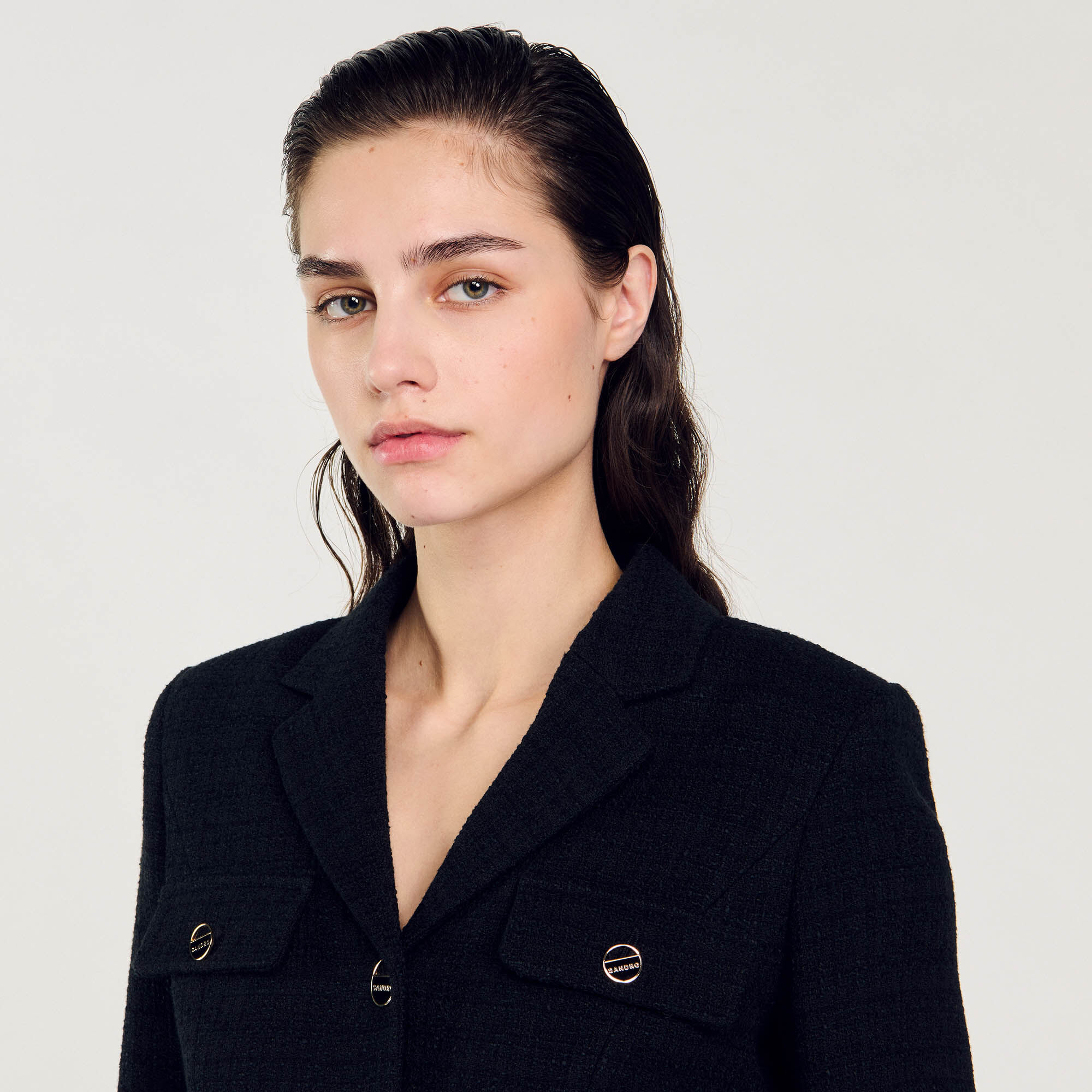 Kurze Tweedjacke mit Knöpfen