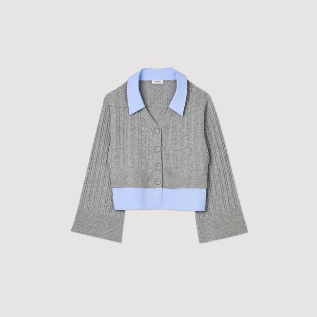 Cardigan mit abnehmbarem Hemdkragen