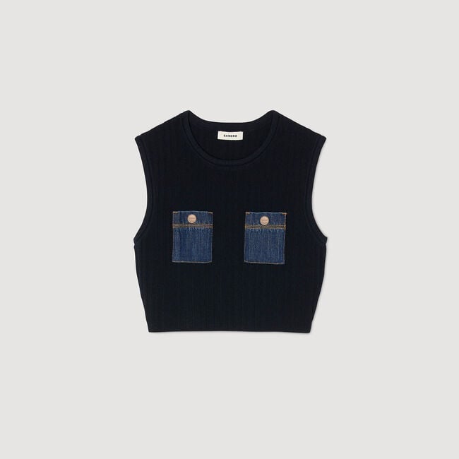 Stricktop mit Denim