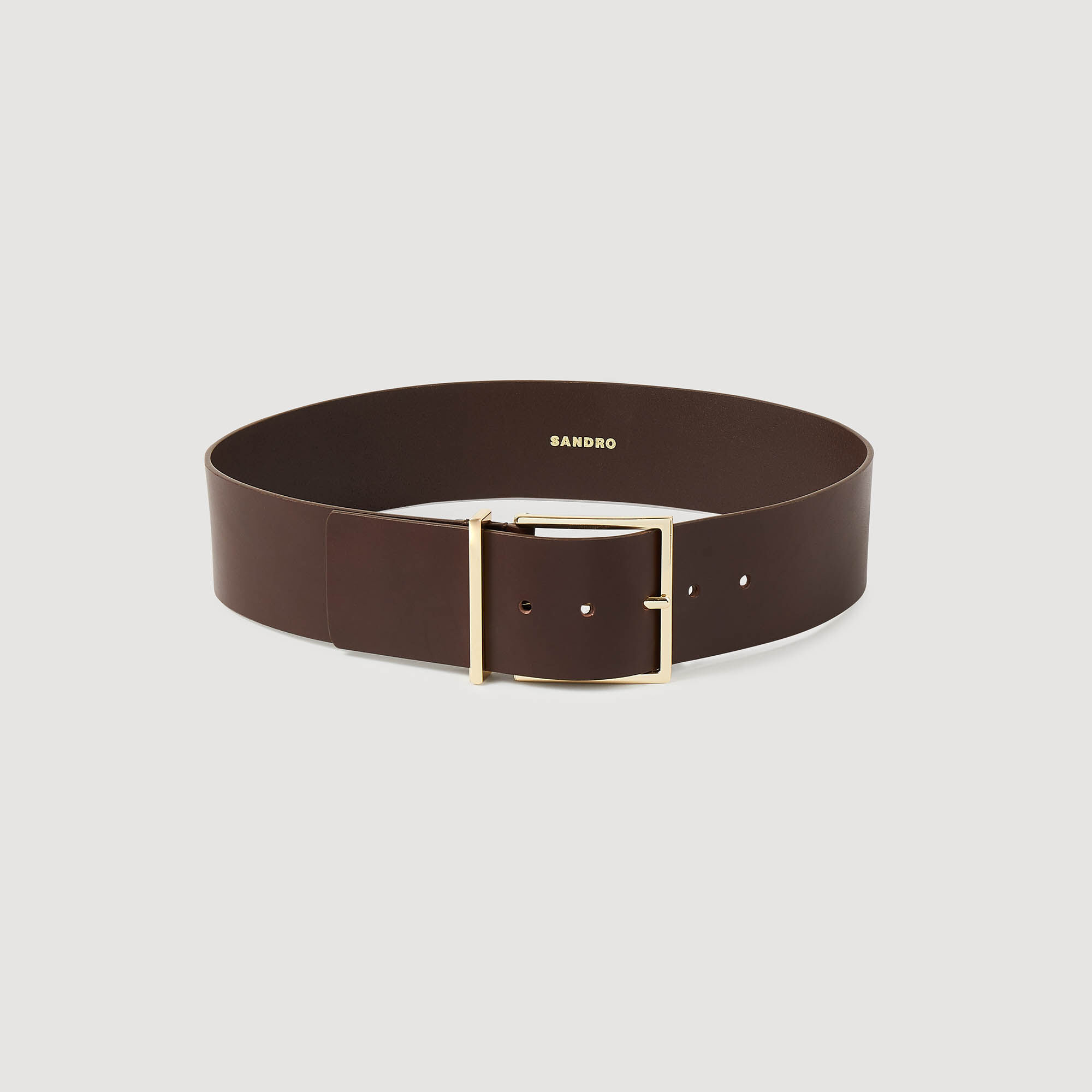 Breiter Gurtel aus Leder braun fur Damen Sandro Paris