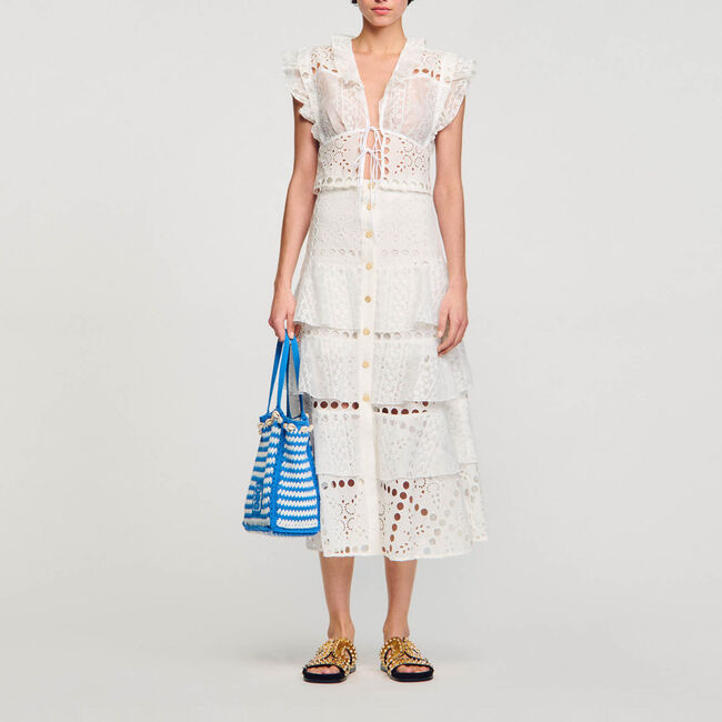 Langer Rock mit englischer Stickerei