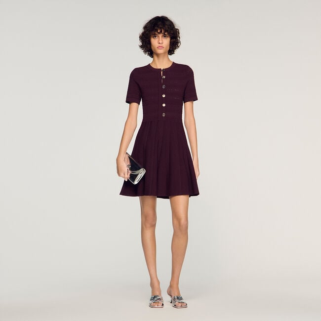 Kurzes Strickkleid mit Blumendruck