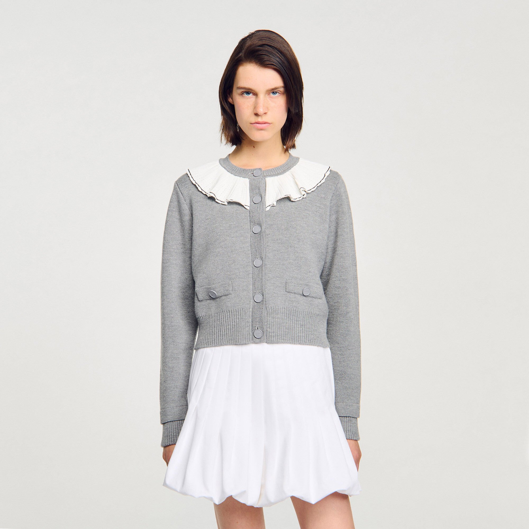 Cardigan mit Kontrastkragen