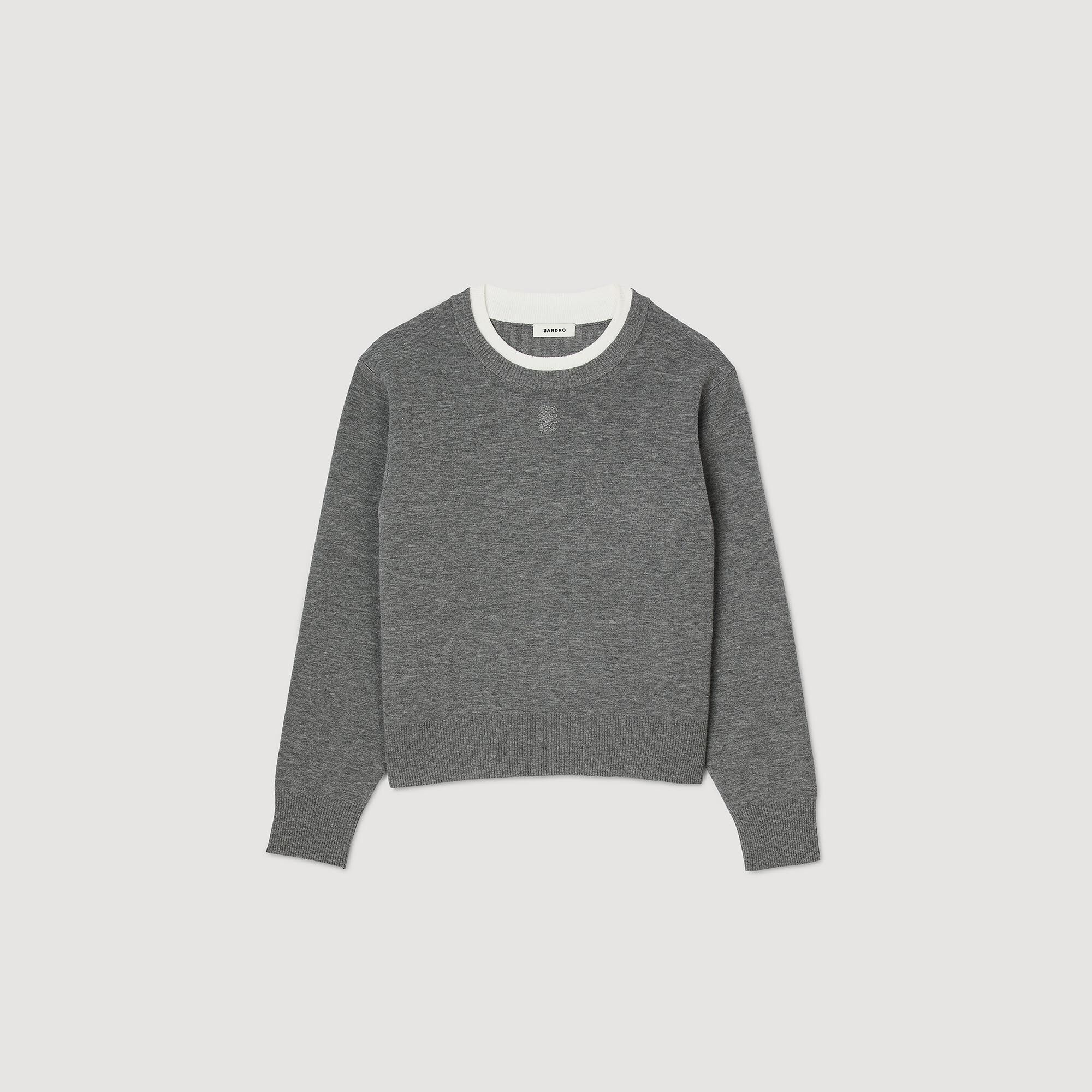 Pullover mit Kragen in Kontrastfarbe