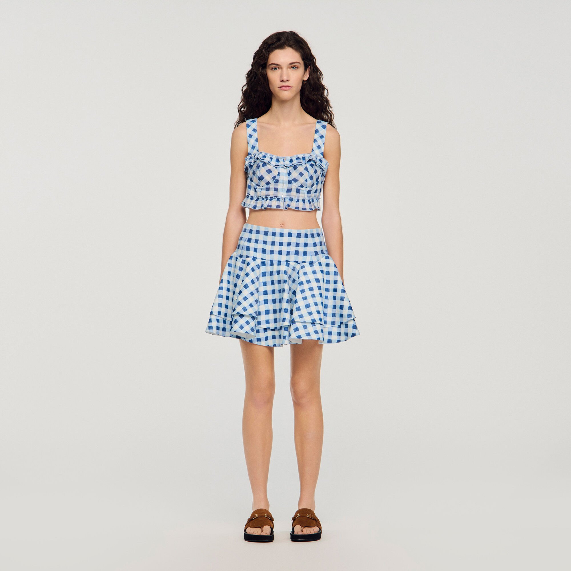 Kurzer Vichy-Rock aus Leinen