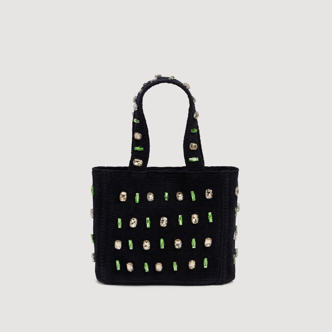 Stricktasche mit Schmucksteinen - Damen | Sandro
