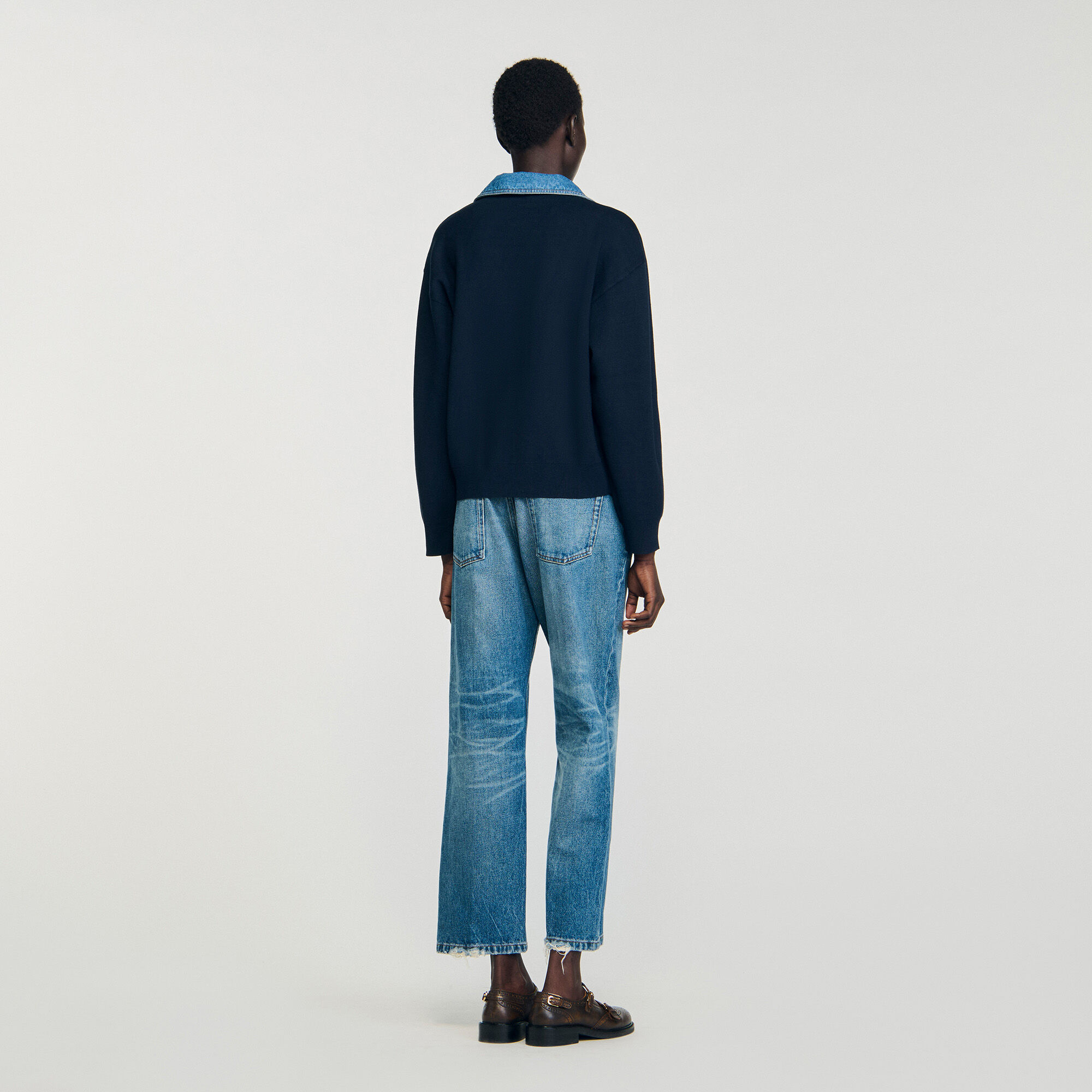 Pullover mit Denim-Details