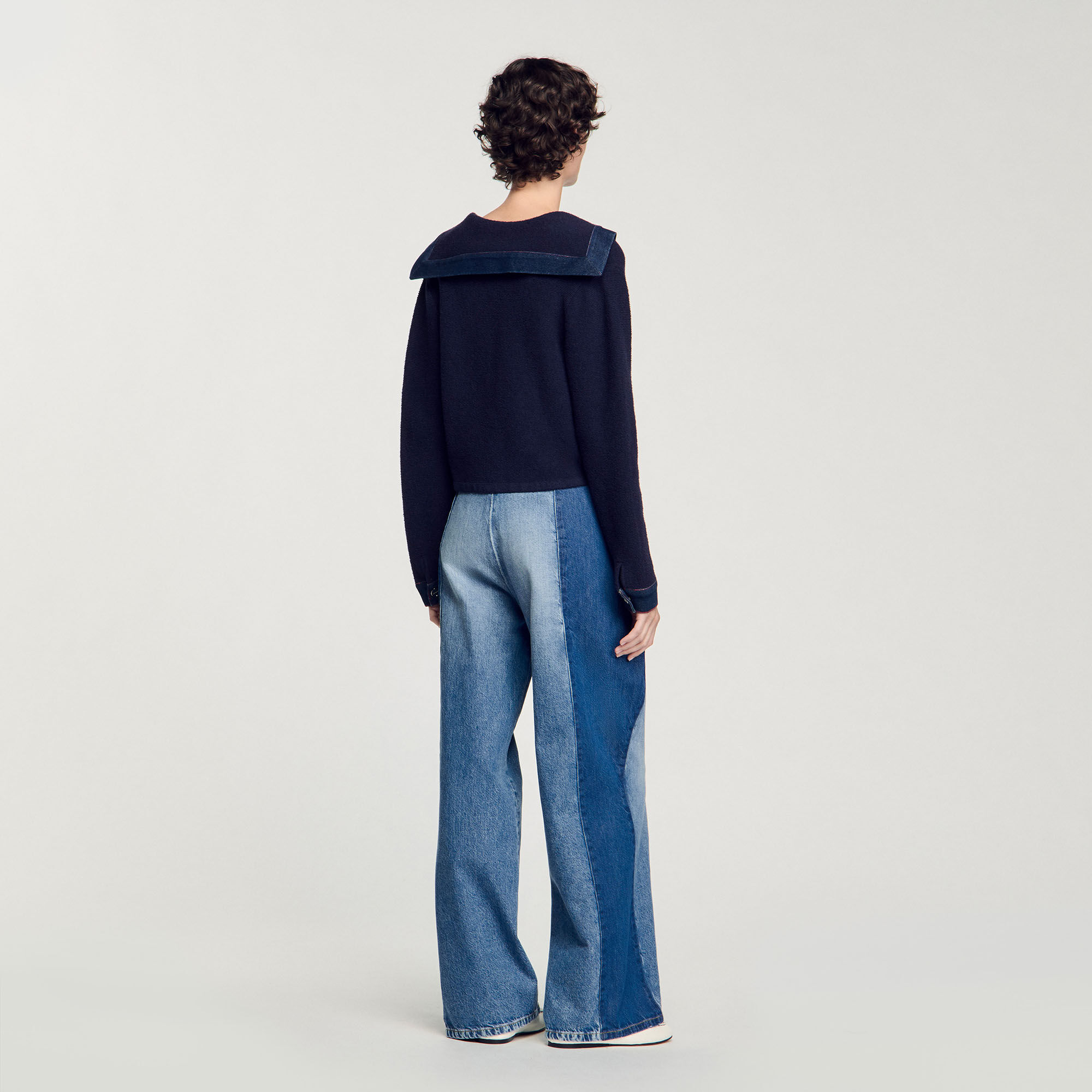 Cardigan mit Denim-Details