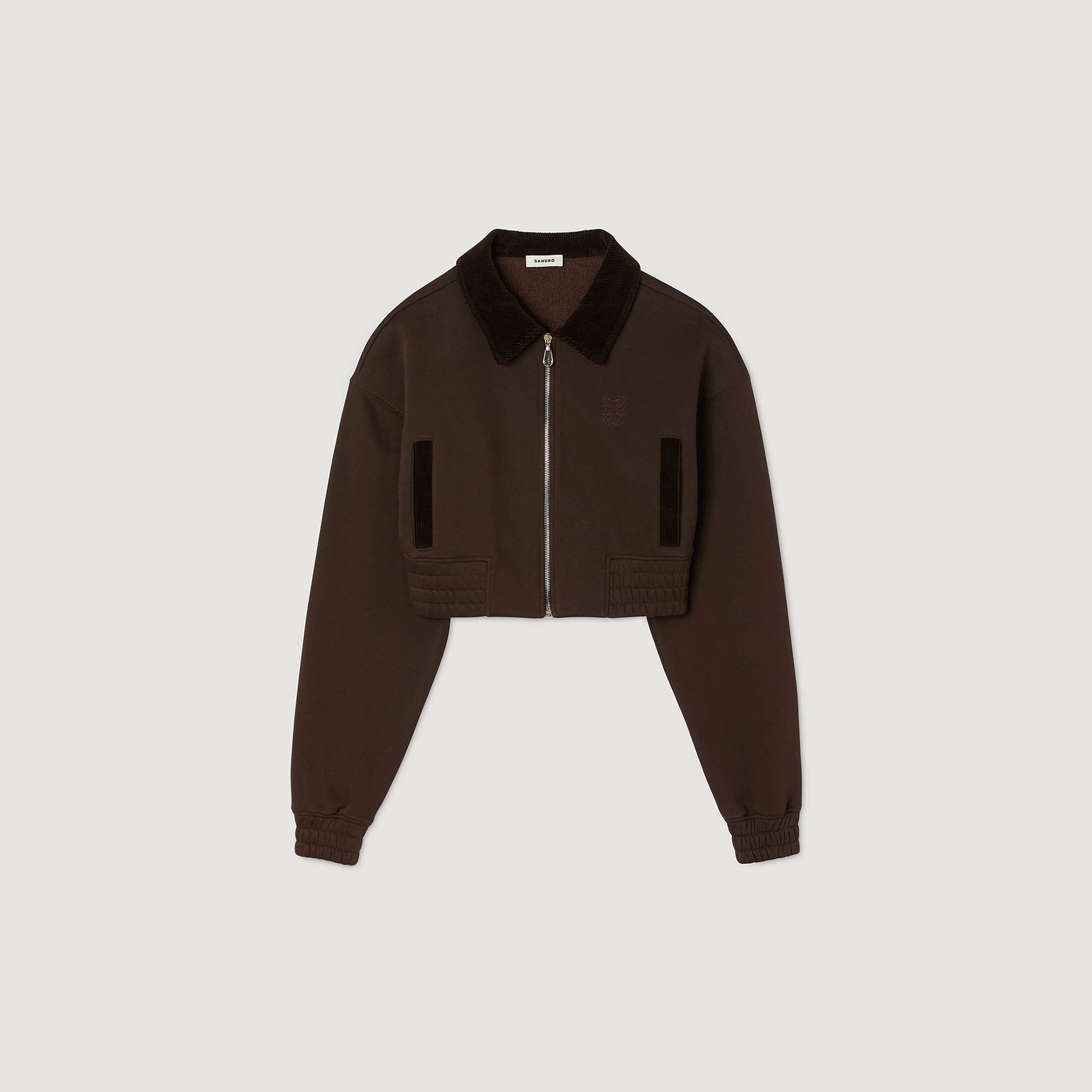 Kurzes Sweatshirt, zwei Materialien