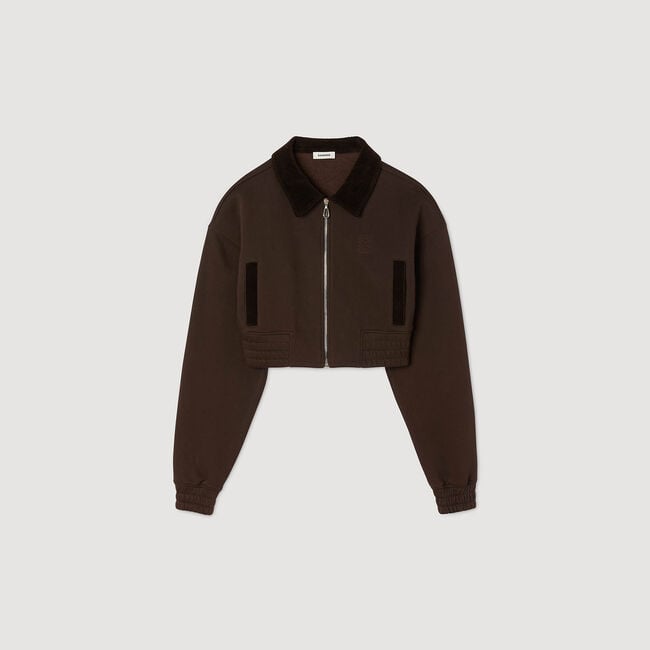 Kurzes Sweatshirt, zwei Materialien