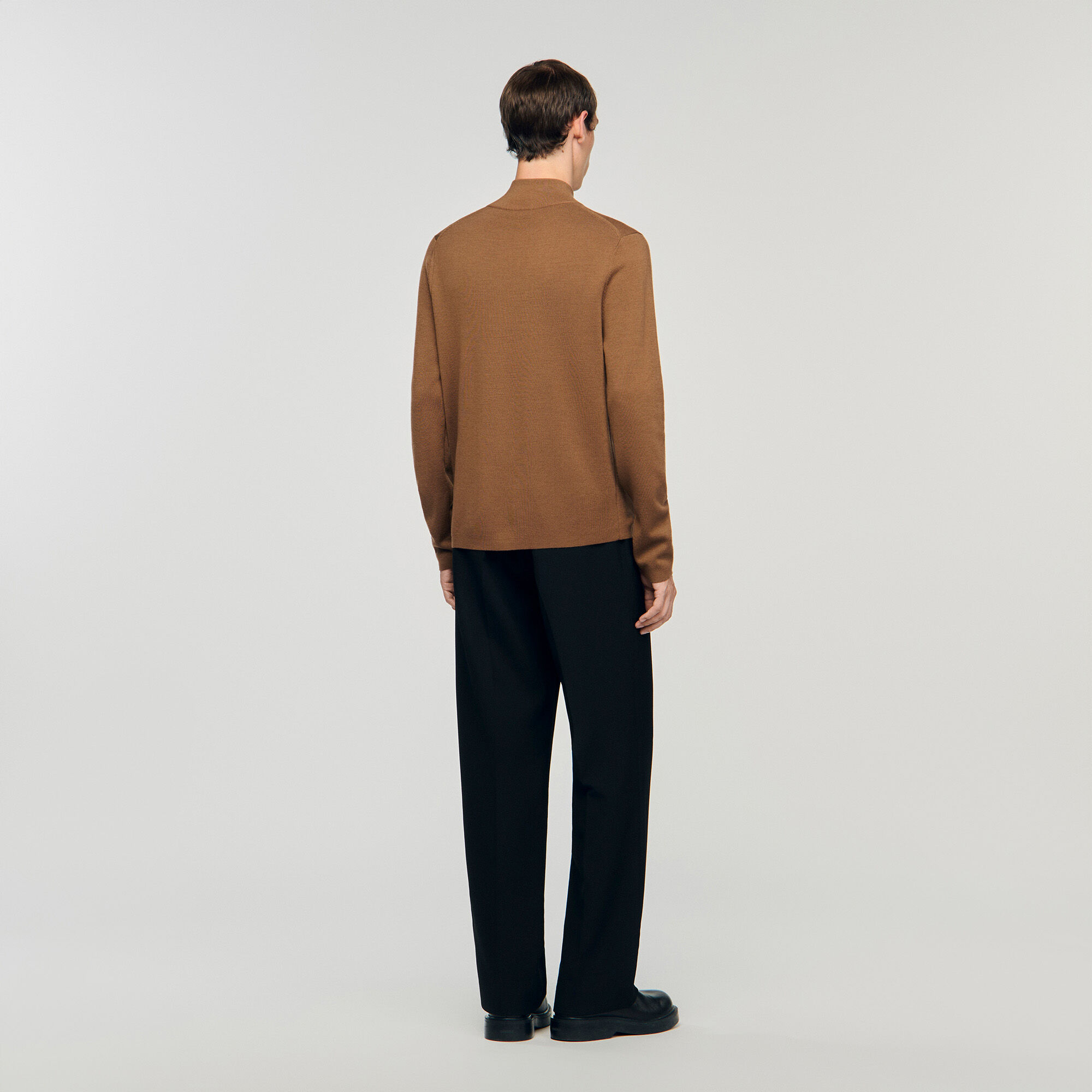 Wollpullover mit Reißverschlusskragen