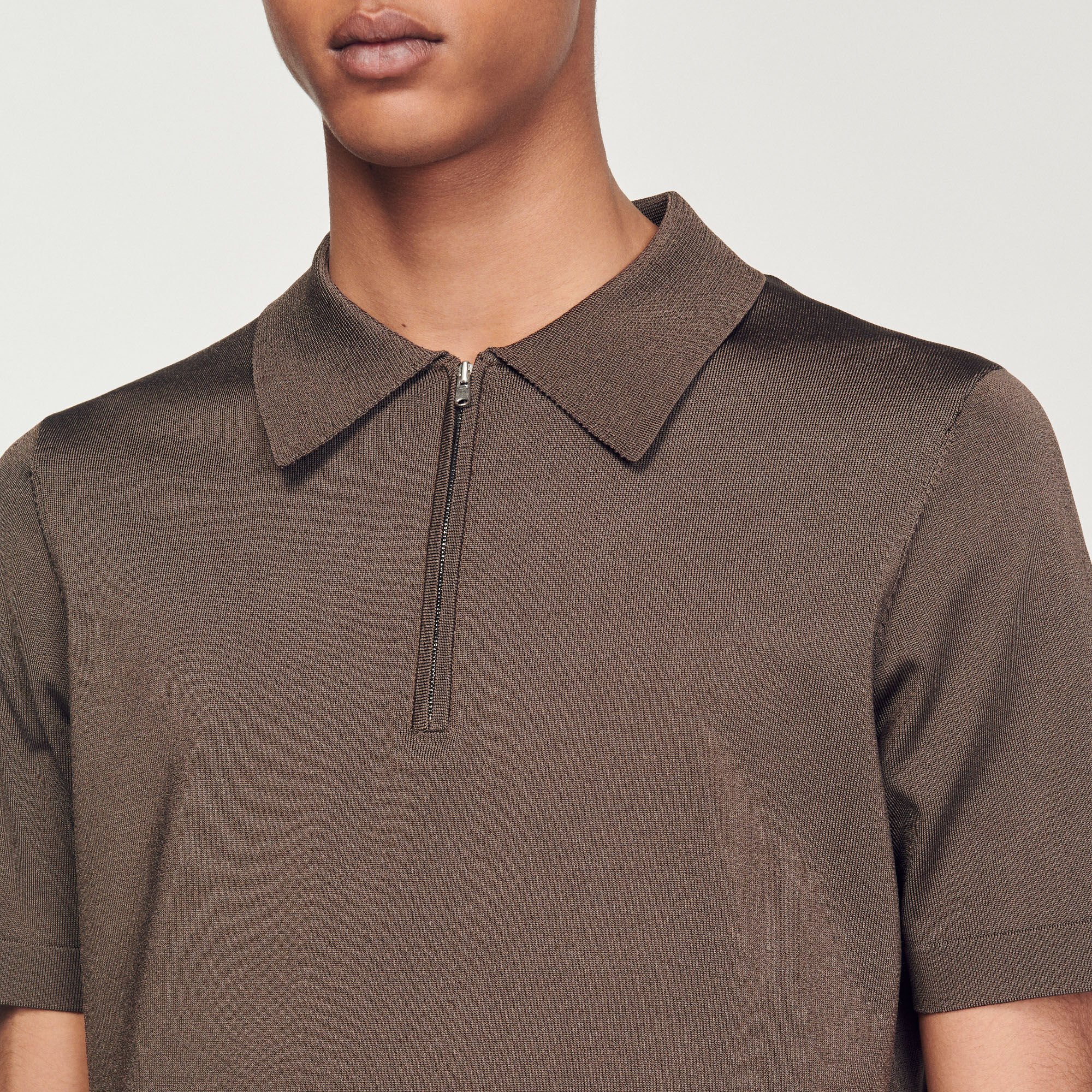 Poloshirt aus Strick mit Reißverschluss