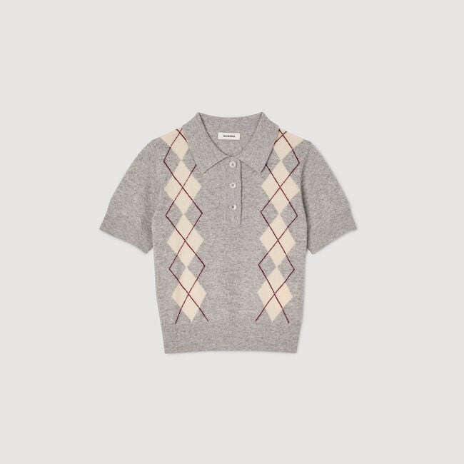 Pullover mit Rauten und Polokragen