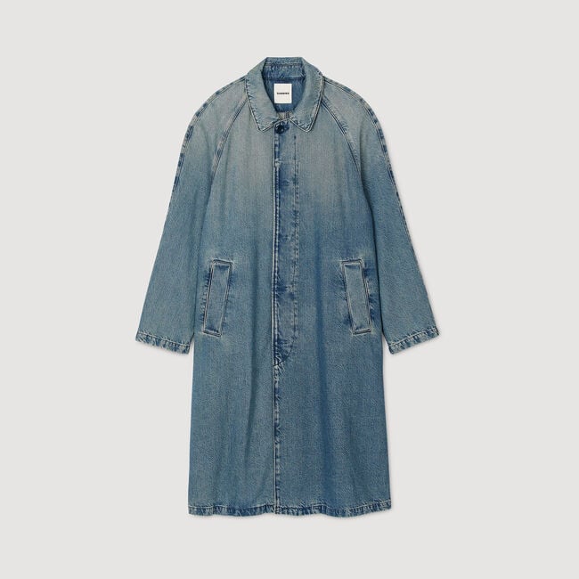 Langer Mantel aus Jeansstoff